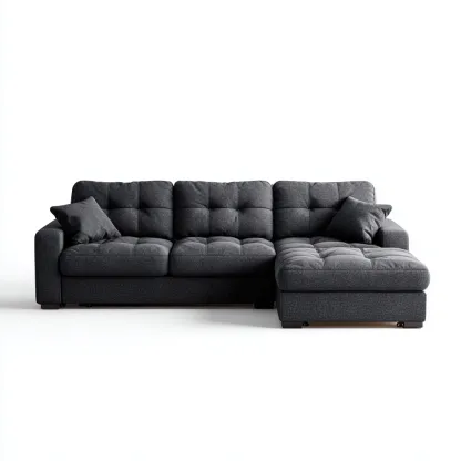 Divano angolare in tessuto 275x185x90 cm - grigio scuro - stile moderno-Comfyify