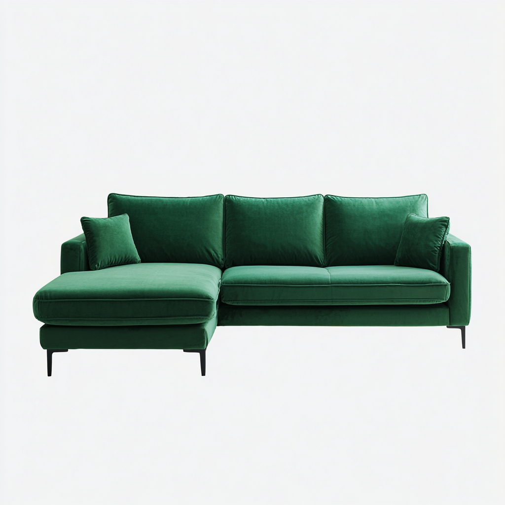 Divano angolare in velluto 255x155x85 cm - verde - design moderno-Comfyify