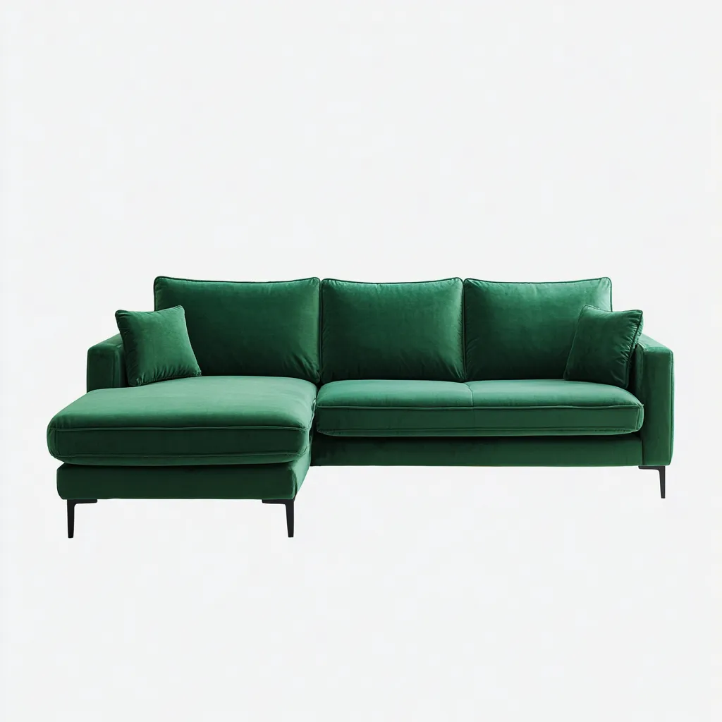Divano angolare in velluto 255x155x85 cm - verde - design moderno-Comfyify