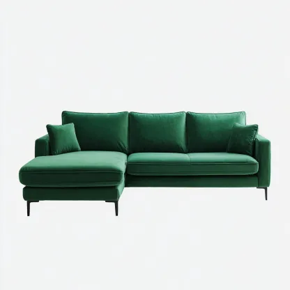 Divano angolare in velluto 255x155x85 cm - verde - design moderno-Comfyify