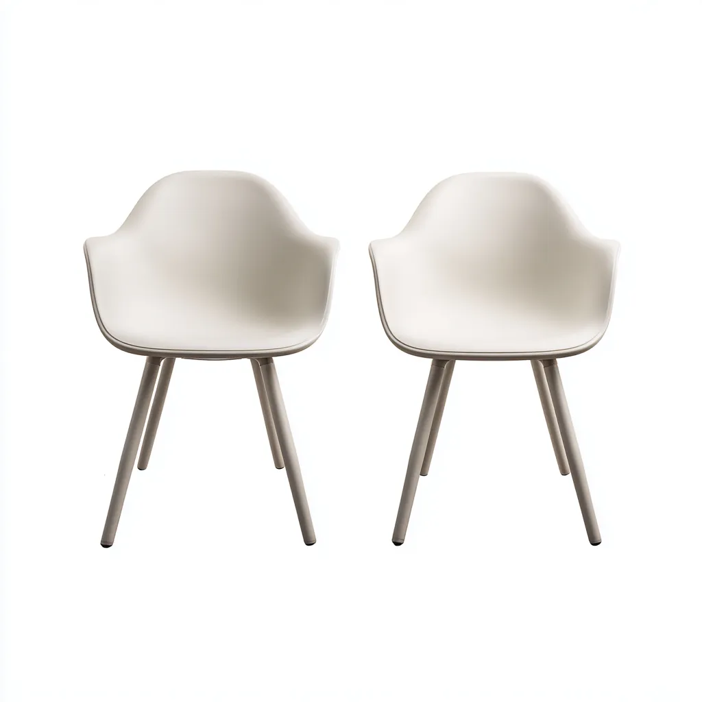 Set di 2 sedie da giardino in plastica 58x55x80 cm - bianche - design moderno con braccioli-Comfyify