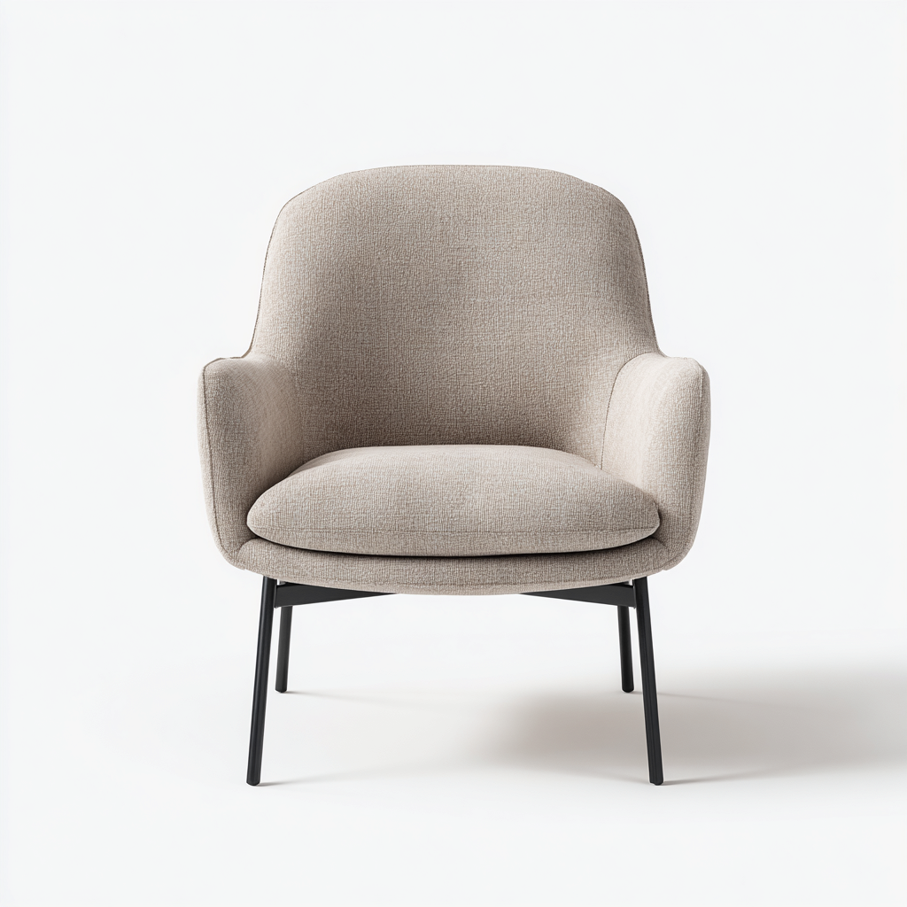 Poltrona in tessuto con gambe in metallo 80x75x88 cm - beige chiaro - stile moderno-Comfyify