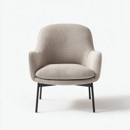 Poltrona in tessuto con gambe in metallo 80x75x88 cm - beige chiaro - stile moderno-Comfyify