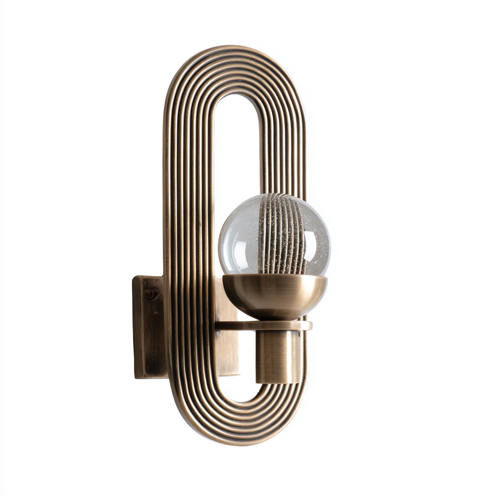 Applique da parete metallo e vetro - 18x12x38 cm - bronzo-trasparente - design retrò-Comfyify