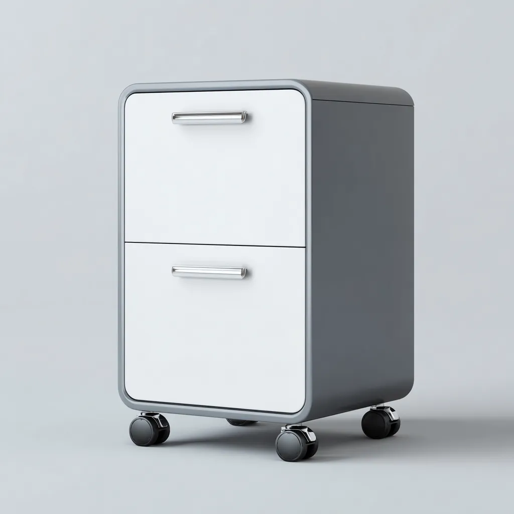 Mobile da ufficio metallo 42x40x70 cm - bianco-grigio - con ruote - design moderno-Comfyify