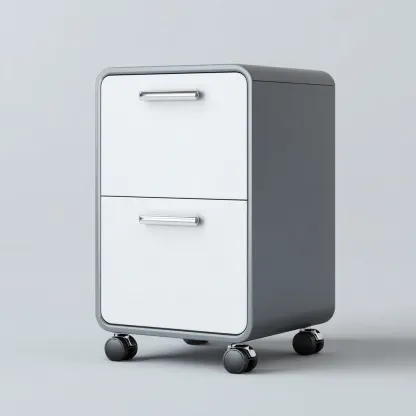 Mobile da ufficio metallo 42x40x70 cm - bianco-grigio - con ruote - design moderno-Comfyify