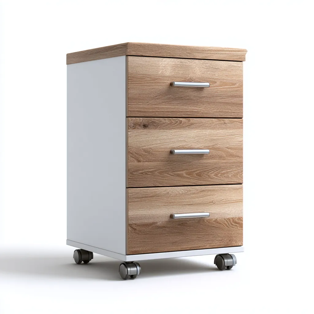 Armadio per ufficio in legno con ruote - 40x45x70 cm - bianco-rovere chiaro - design moderno-Comfyify