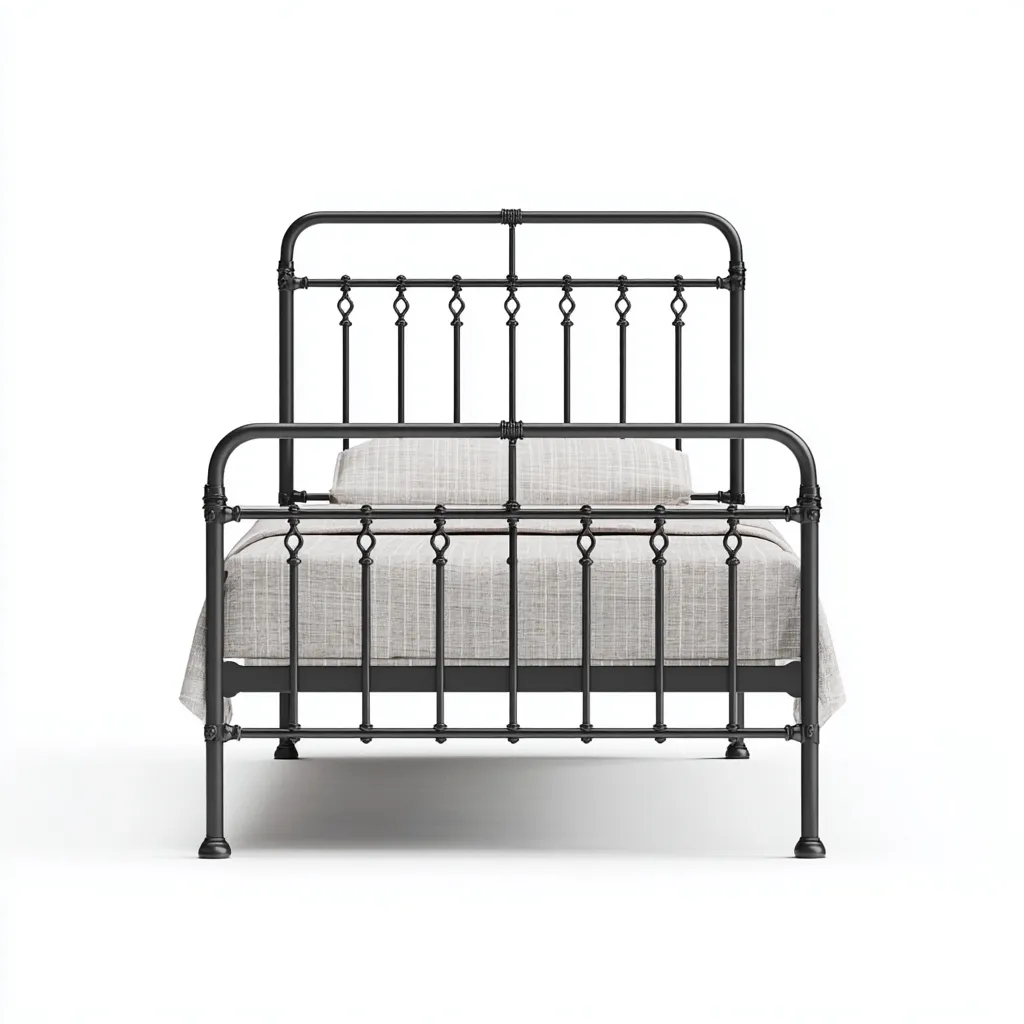 Letto singolo - metallo nero - 200x100x110 cm - struttura con testiera e pediera - stile vintage industriale-Comfyify