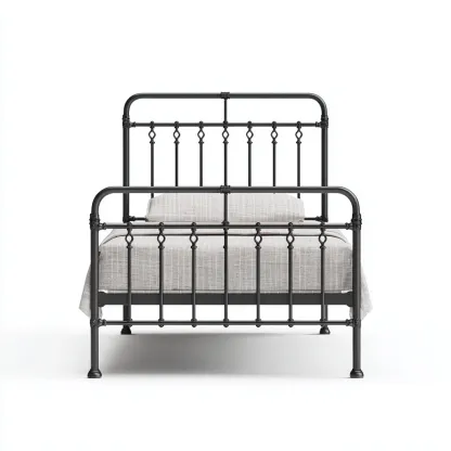 Letto singolo - metallo nero - 200x100x110 cm - struttura con testiera e pediera - stile vintage industriale-Comfyify