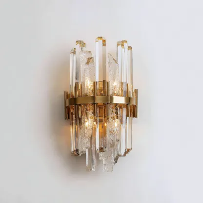 Applique da parete in cristallo e metallo dorato 28x18x42 cm - trasparente-oro - design moderno-lussuoso-Comfyify