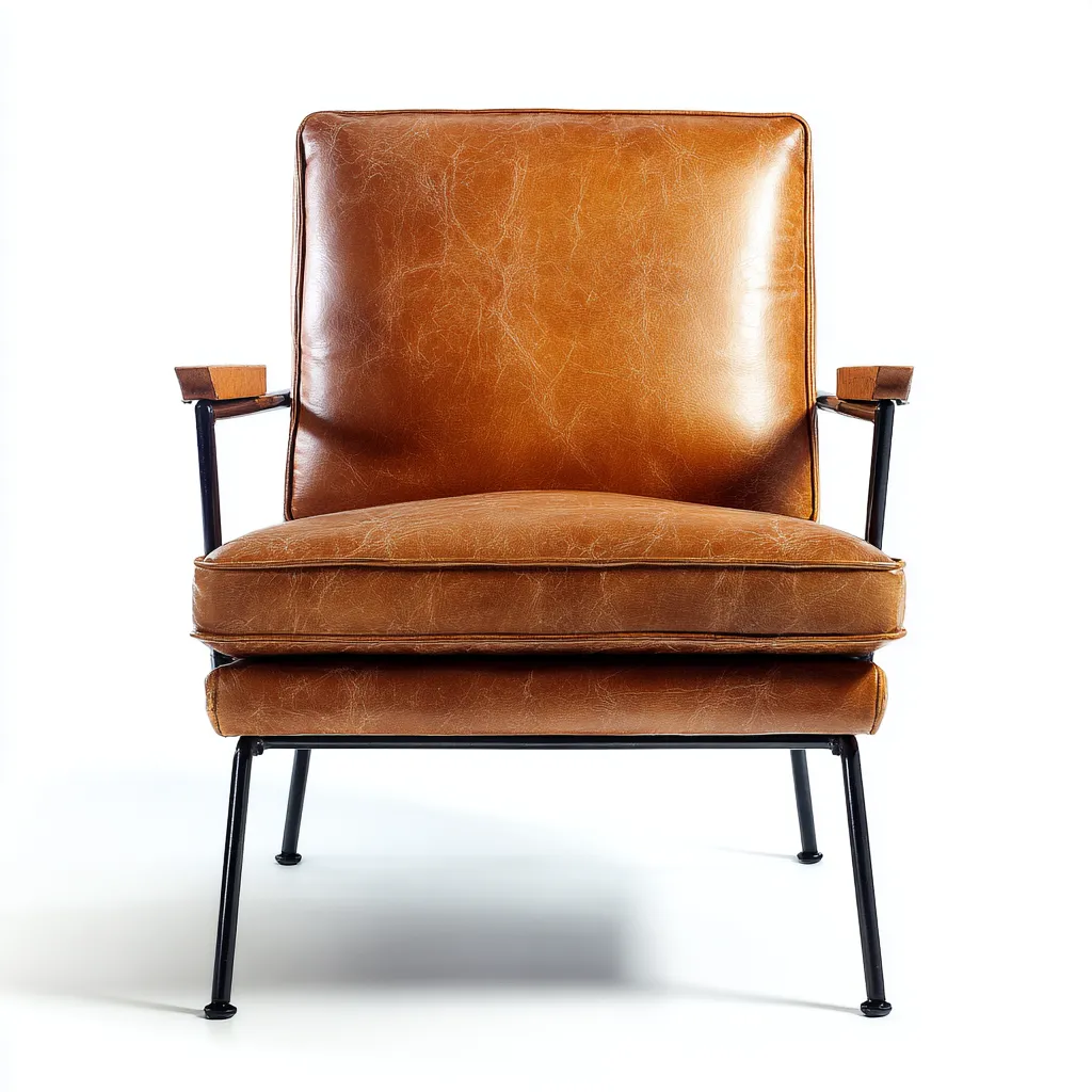 Poltrona in pelle 78x82x88 cm - marrone - stile industriale moderno-Comfyify