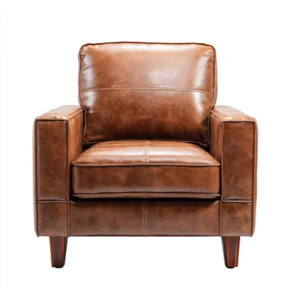 Poltrona in pelle 95x85x90 cm - marrone - stile vintage moderno-Comfyify