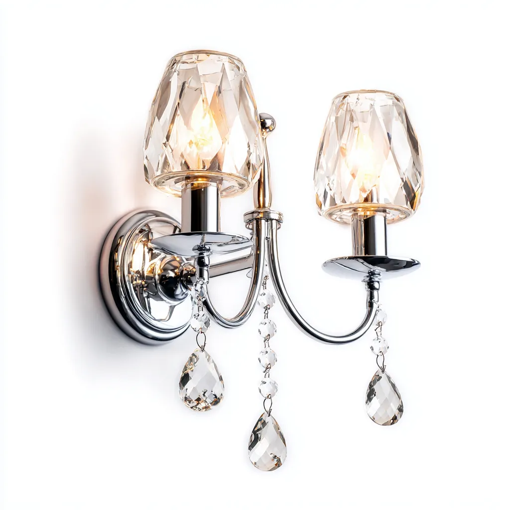 Applique da parete in metallo e vetro 28x20x32 cm - argento - design classico-Comfyify