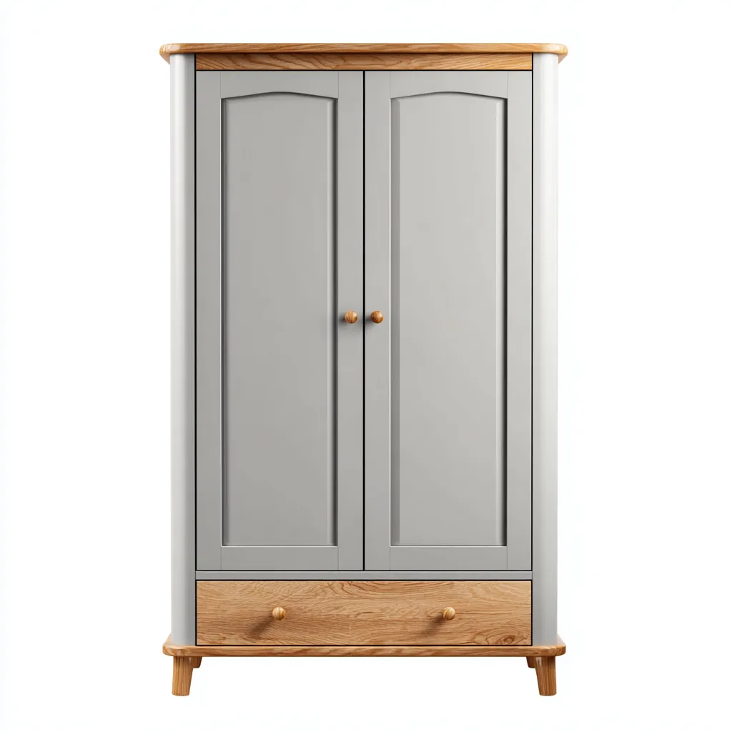 Armadio in legno 100x50x180 cm - grigio-marrone - stile classico-Comfyify