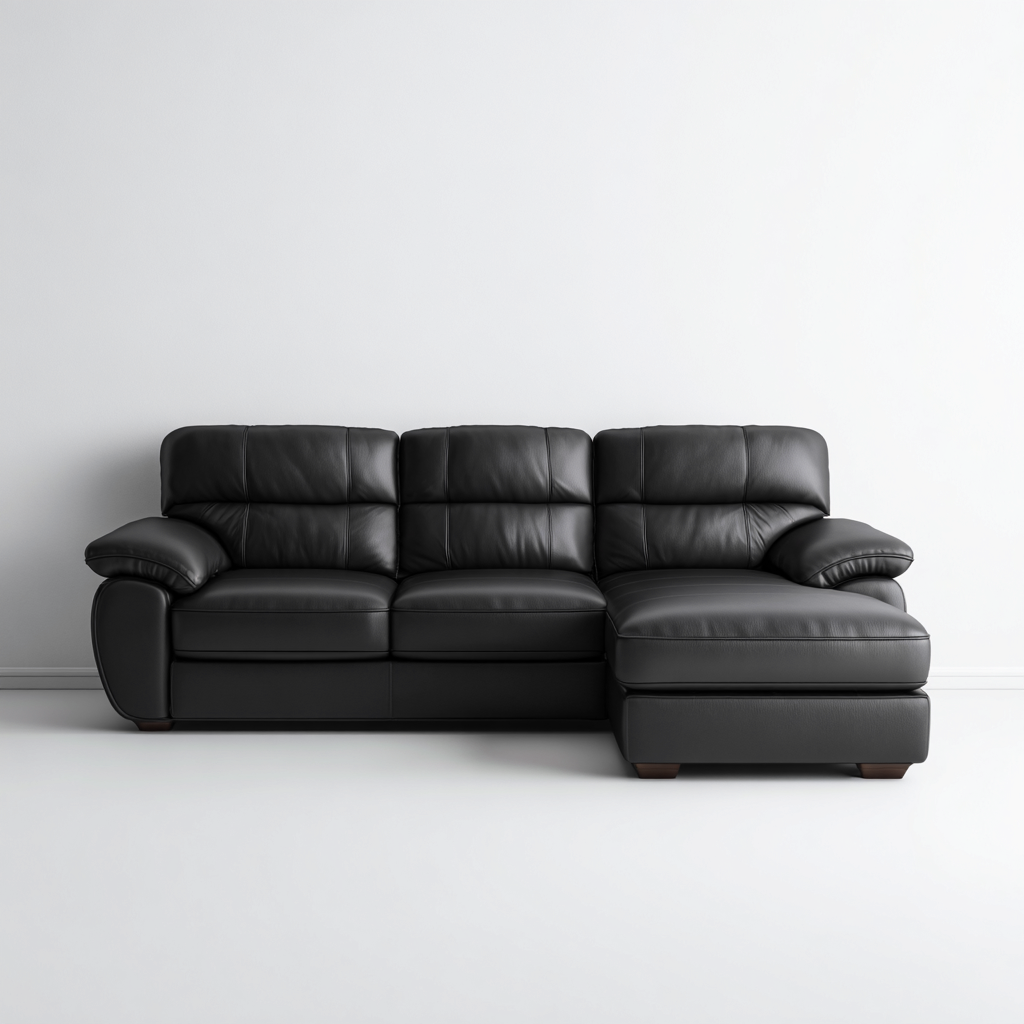 Divano angolare in pelle 255x160x90 cm - nero - design contemporaneo-Comfyify