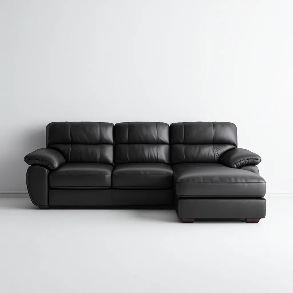 Divano angolare in pelle 255x160x90 cm - nero - design contemporaneo-Comfyify