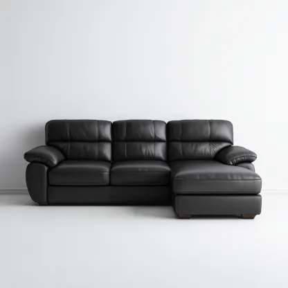 Divano angolare in pelle 255x160x90 cm - nero - design contemporaneo-Comfyify