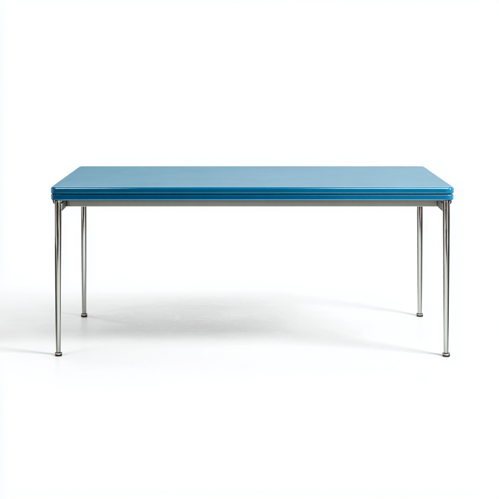 Tavolo da giardino rettangolare in metallo e plastica 160x90x75 cm - blu - design moderno-Comfyify