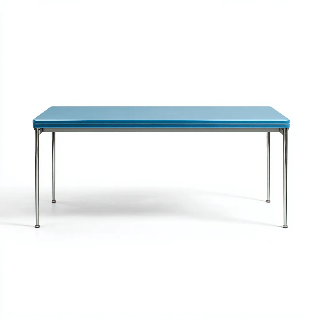 Tavolo da giardino rettangolare in metallo e plastica 160x90x75 cm - blu - design moderno-Comfyify