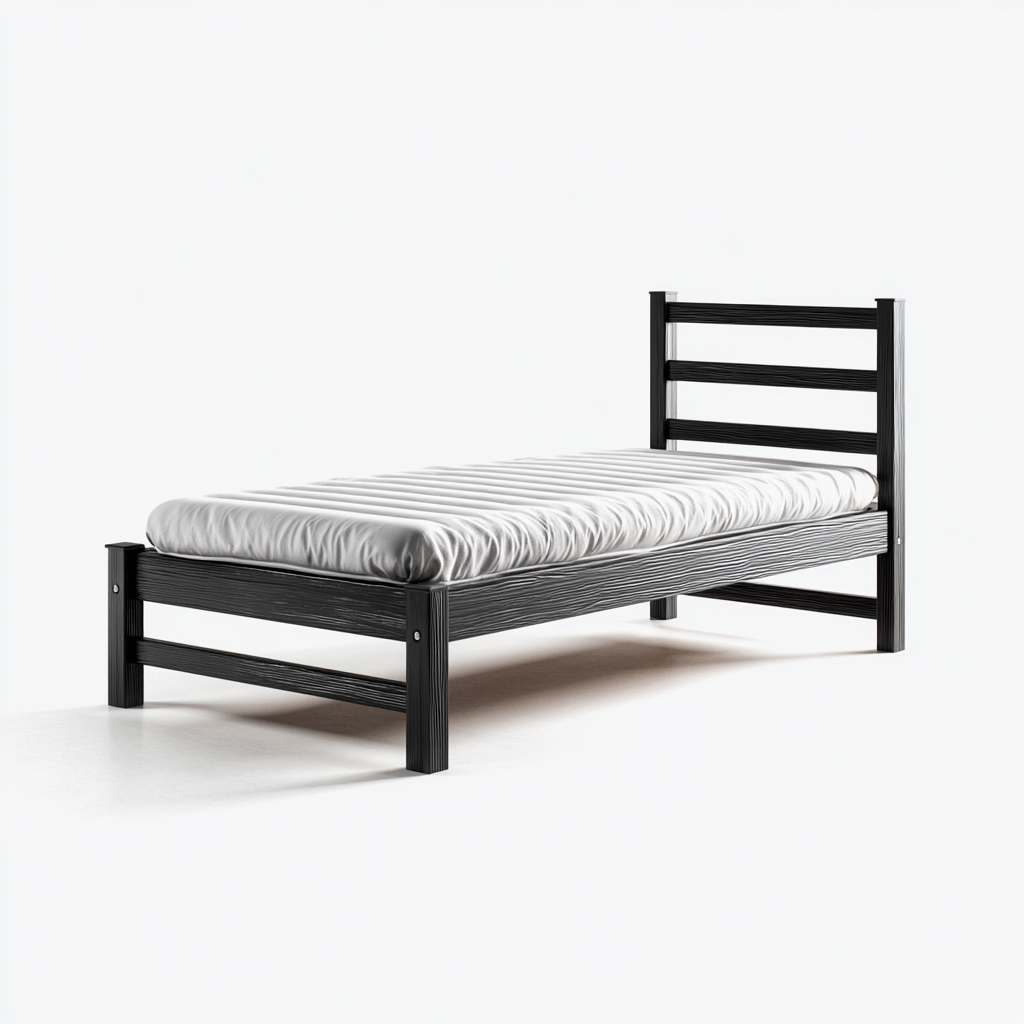 Letto singolo in legno massello 200x90x90 cm - nero - design moderno minimalista-Comfyify