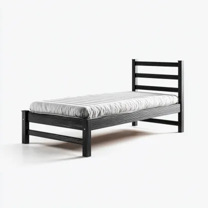 Letto singolo in legno massello 200x90x90 cm - nero - design moderno minimalista-Comfyify
