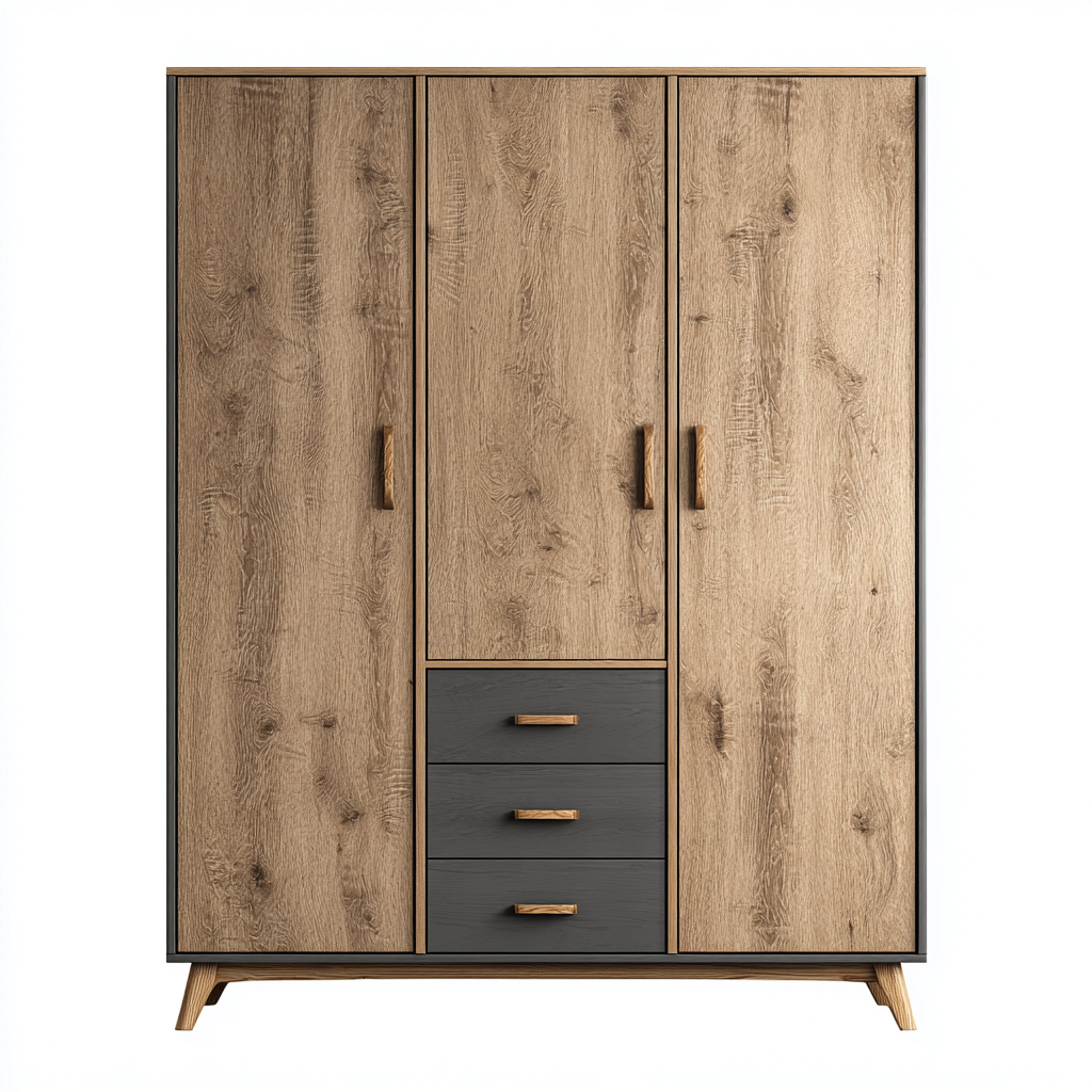 Armadio in legno 120x55x200 cm - rovere chiaro-grigio - stile moderno per camera da letto-Comfyify