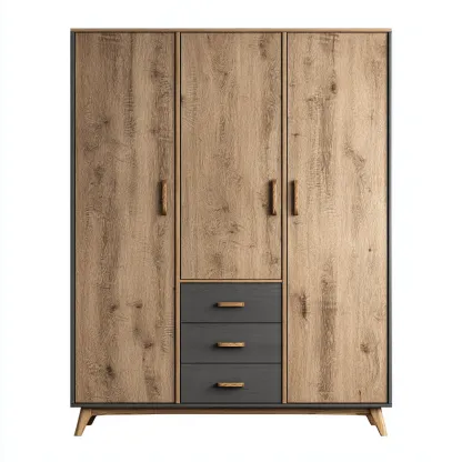 Armadio in legno 120x55x200 cm - rovere chiaro-grigio - stile moderno per camera da letto-Comfyify