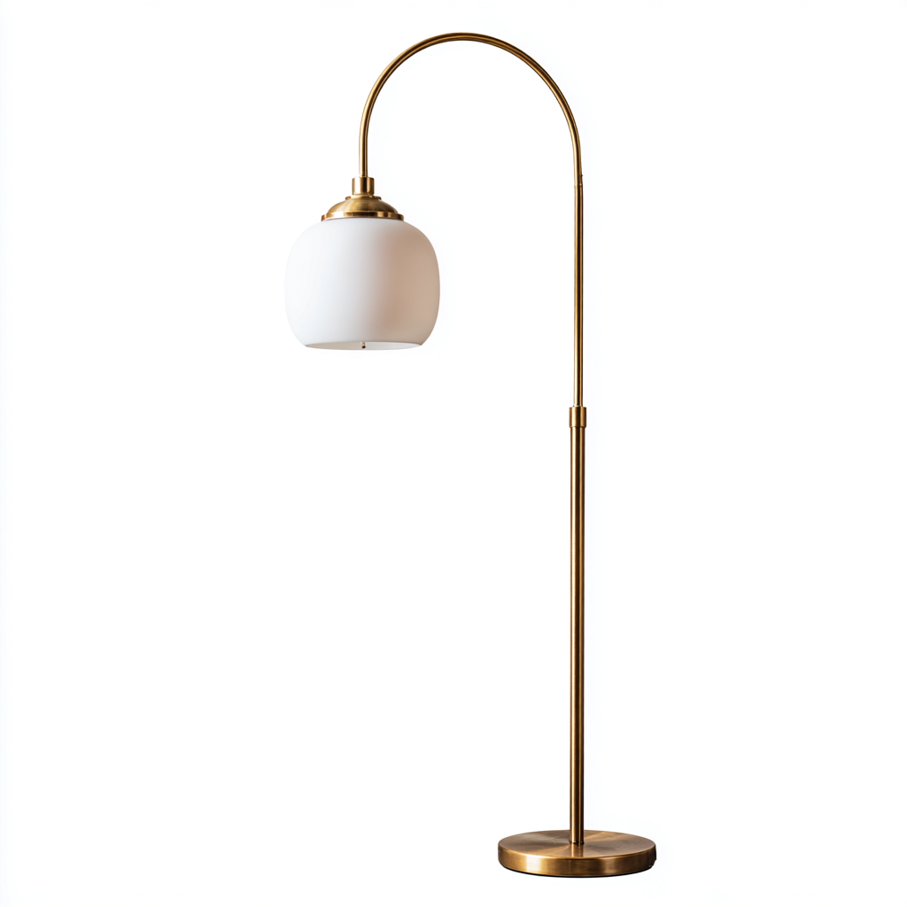 Lampada da terra in vetro e metallo dorato 40x30x155 cm - bianco-oro - design moderno-minimalista-Comfyify