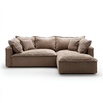 Divano angolare in velluto a coste 290x190x85 cm - marrone - stile contemporaneo-Comfyify