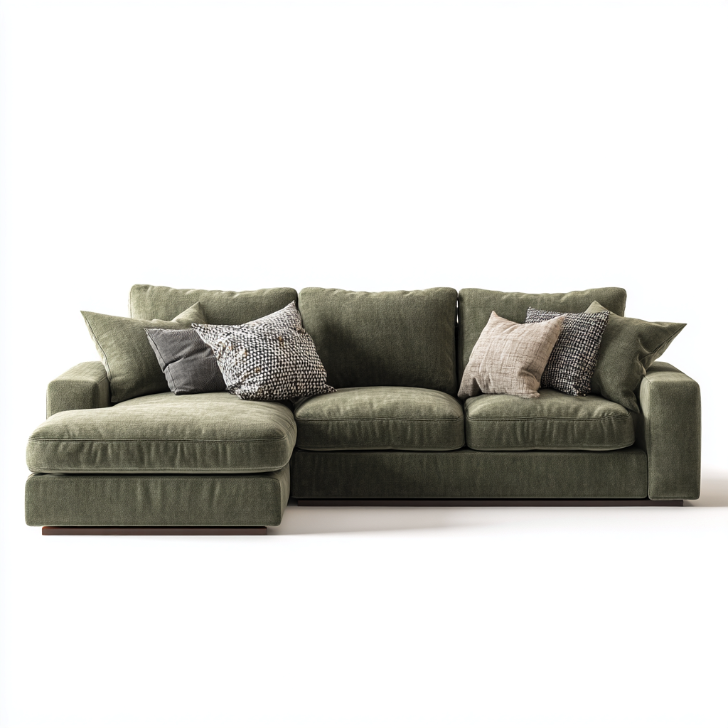 Divano angolare in tessuto 280x185x90 cm - verde oliva - stile moderno-Comfyify