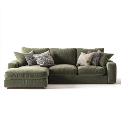 Divano angolare in tessuto 280x185x90 cm - verde oliva - stile moderno-Comfyify