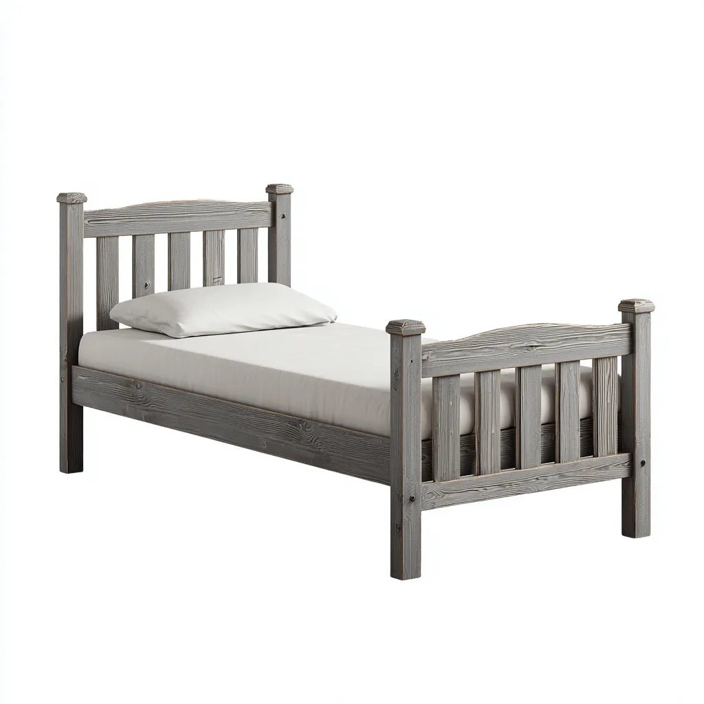 Letto singolo in legno massello 200x100x95 cm - grigio - design rustico classico-Comfyify