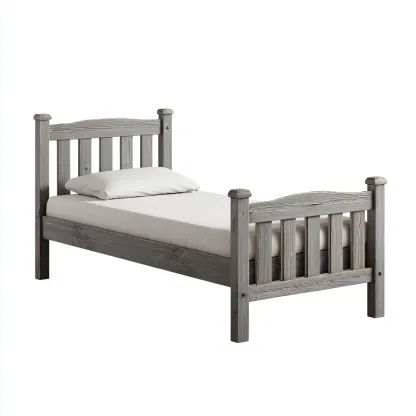 Letto singolo in legno massello 200x100x95 cm - grigio - design rustico classico-Comfyify