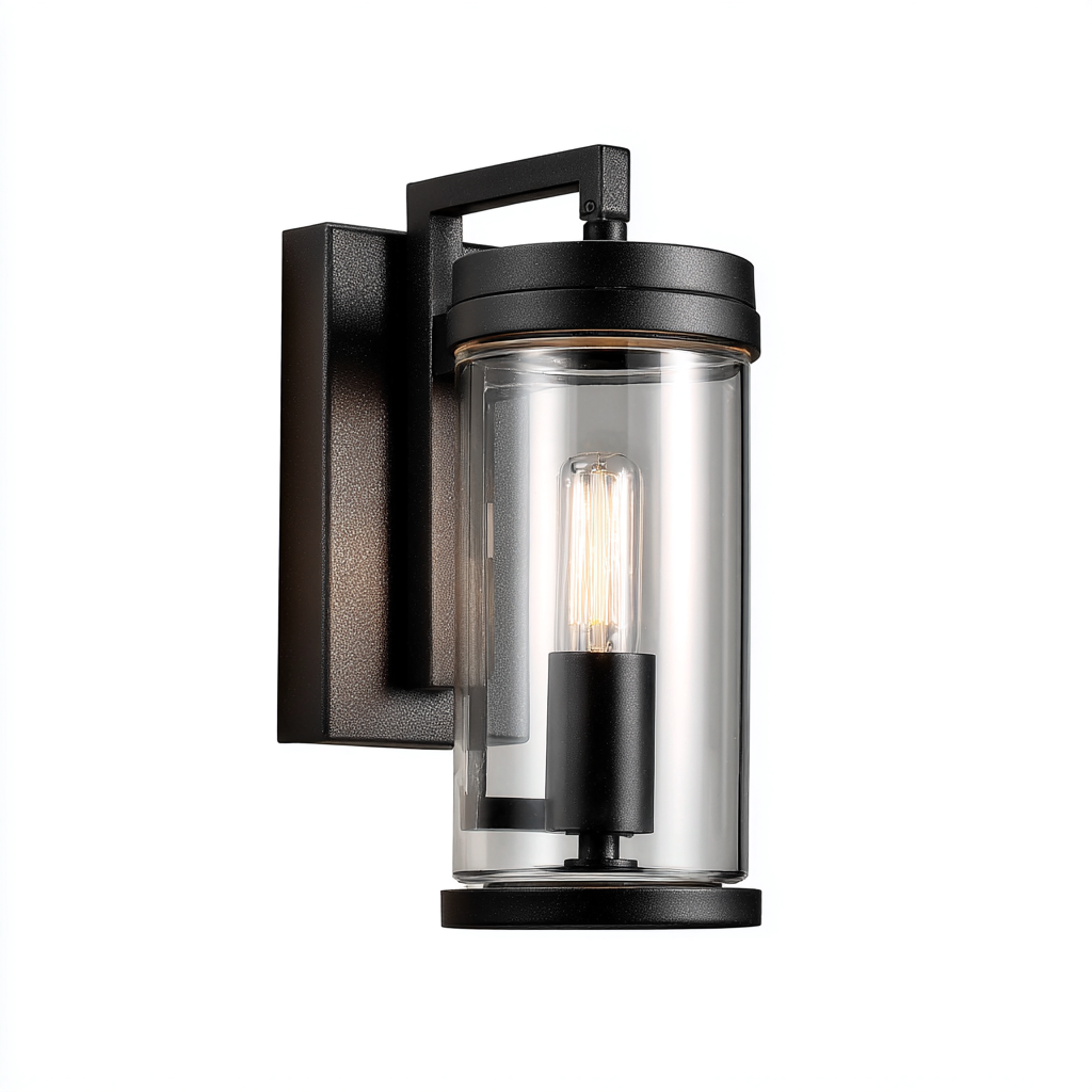 Applique da parete metallo vetro 18x12x28 cm - nero - design moderno industriale-Comfyify