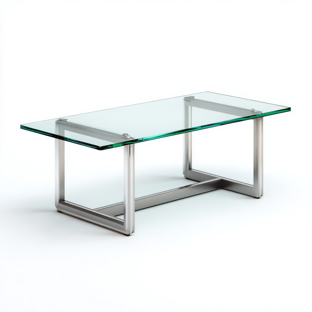 Table basse - verre-acier inoxydable - 120x60x45 cm - transparent-argenté - style moderne épuré-Snugure