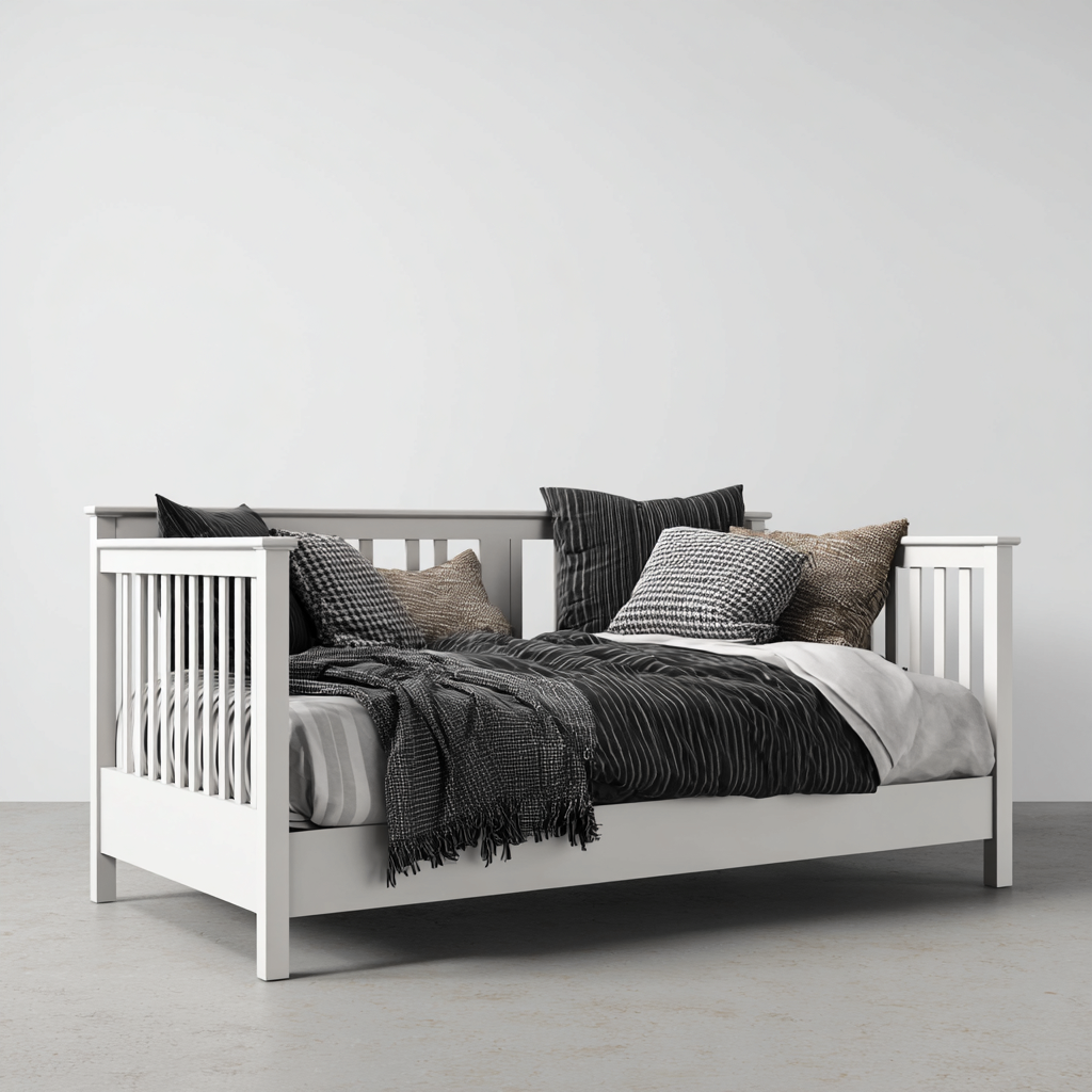 Canapé lit - bois - 205x100x90 cm - blanc - style minimaliste-Snugure