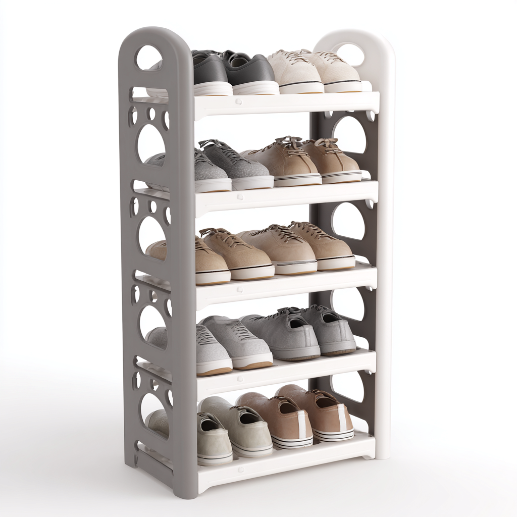 Meuble à chaussures - plastique - 60x28x90 cm - gris-blanc - design moderne-Snugure