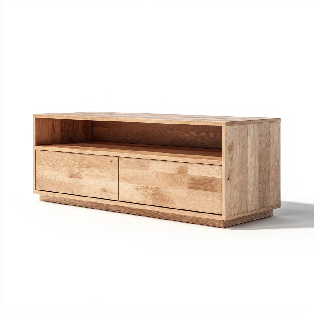 Meuble TV - bois - 120x40x60 cm - chêne clair - style moderne pour salon-Snugure