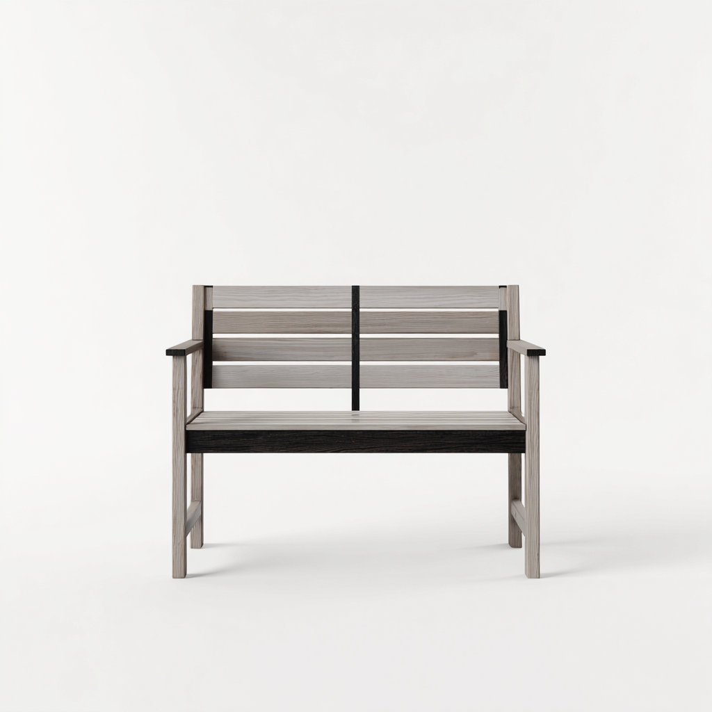 Banc de jardin - bois - 120x58x85 cm - gris-noir - style contemporain-Snugure