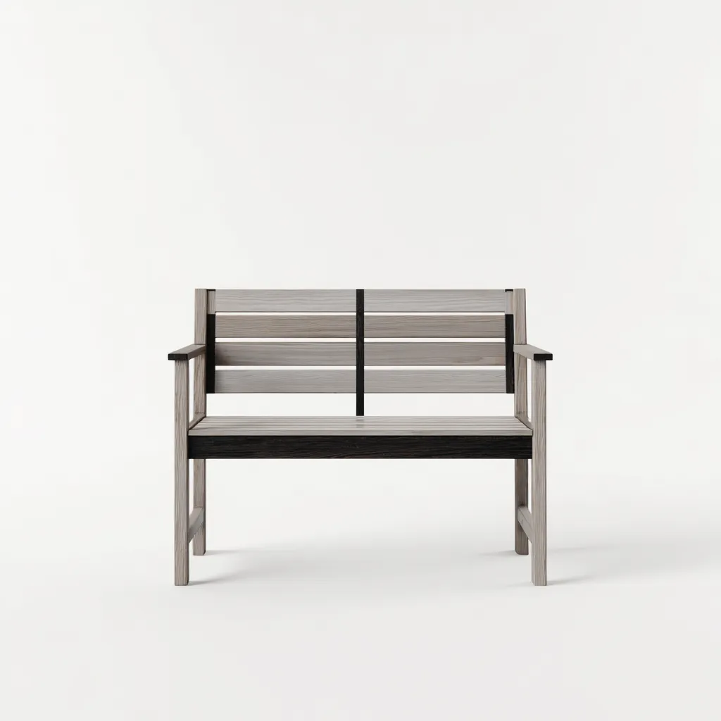 Banc de jardin - bois - 120x58x85 cm - gris-noir - style contemporain-Snugure