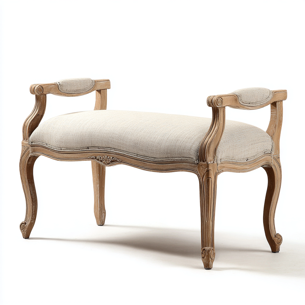 Banc de lit - tissu - 105x40x50 cm - beige - style vintage français-Snugure