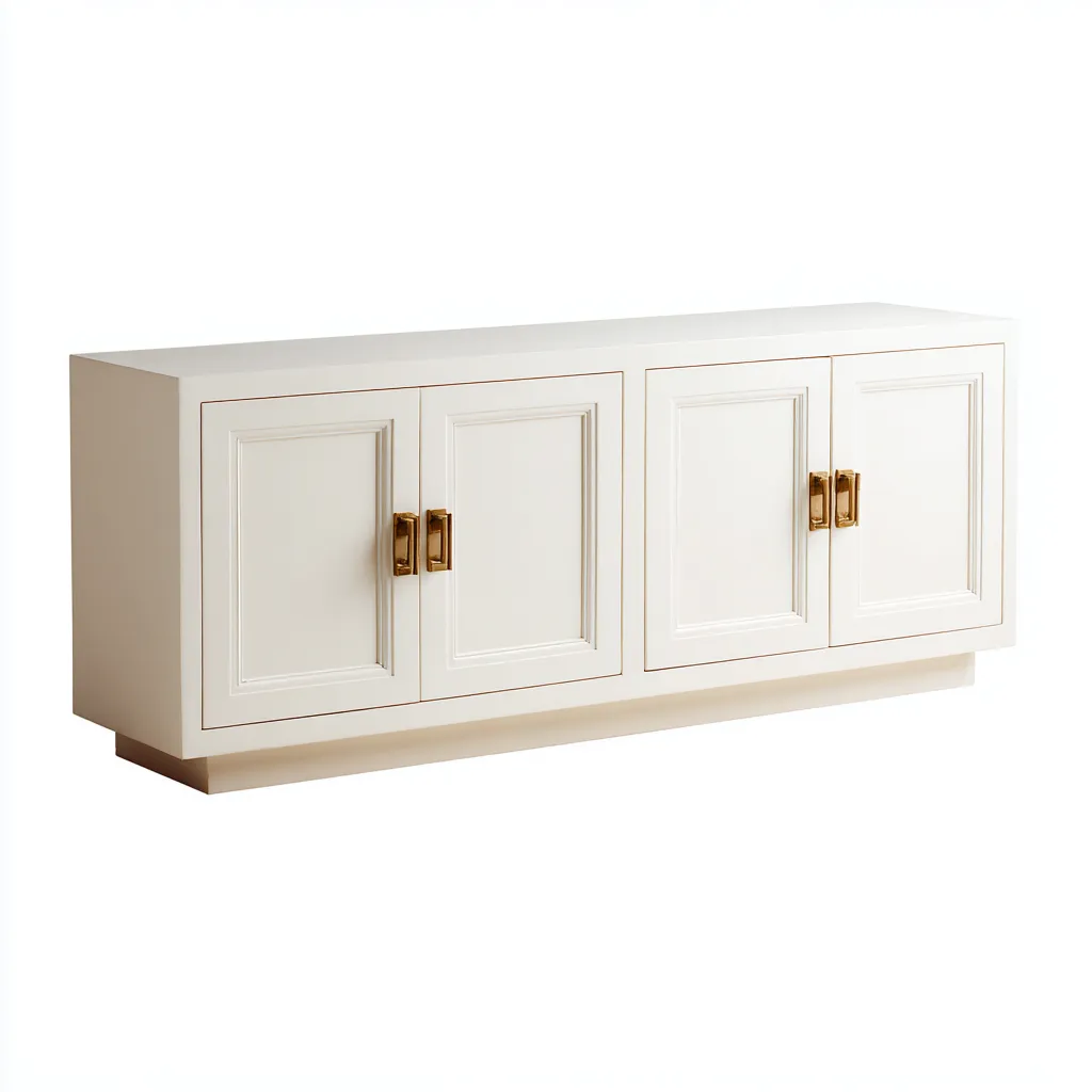 Meuble TV - bois-MDF - 180x40x60 cm - blanc - design classique pour salon-Snugure