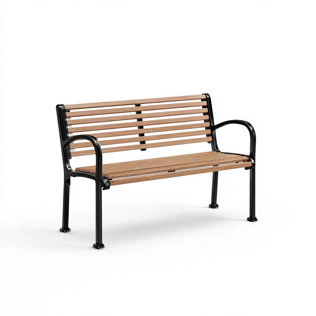 Banc de jardin - métal-bois - 128x61x82 cm - marron-noir - style moderne-Snugure