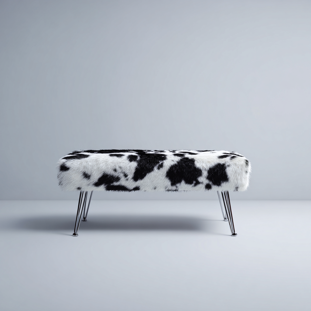 Banc de lit - fourrure synthétique - 100x40x45 cm - noir-blanc - style contemporain-Snugure