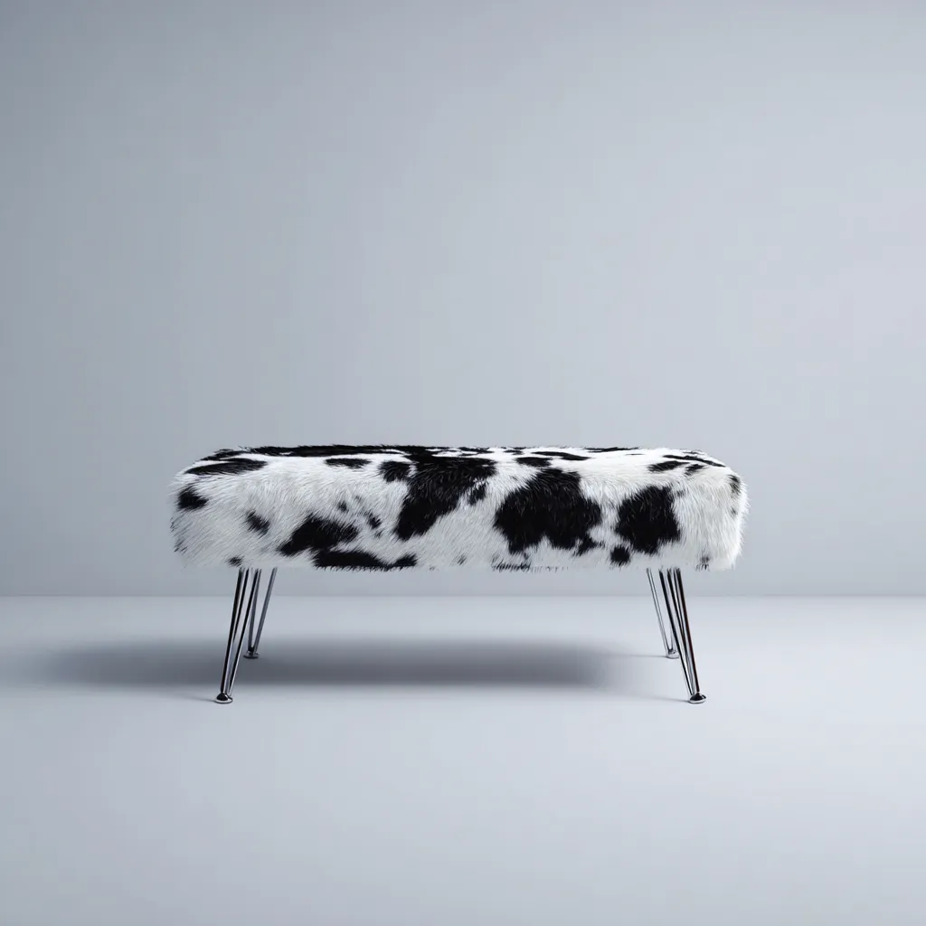 Banc de lit - fourrure synthétique - 100x40x45 cm - noir-blanc - style contemporain-Snugure
