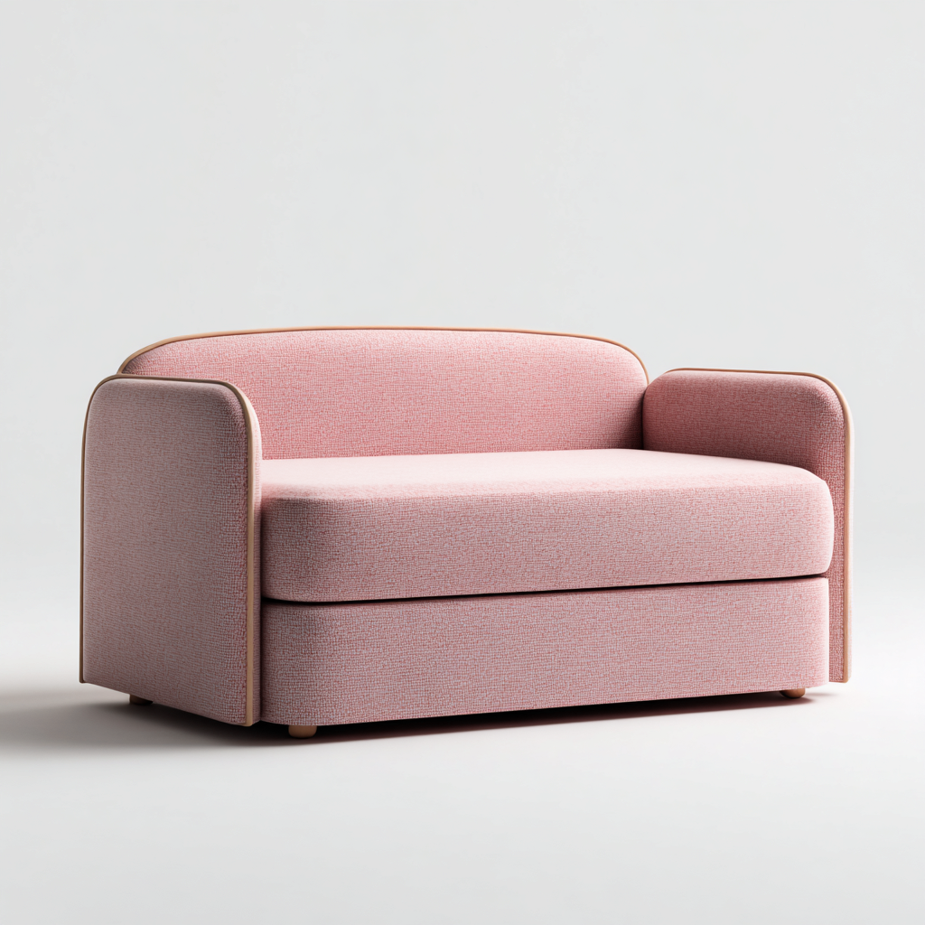 Canapé lit - tissu-bois - 185x90x85 cm - rose pastel - style moderne-Snugure