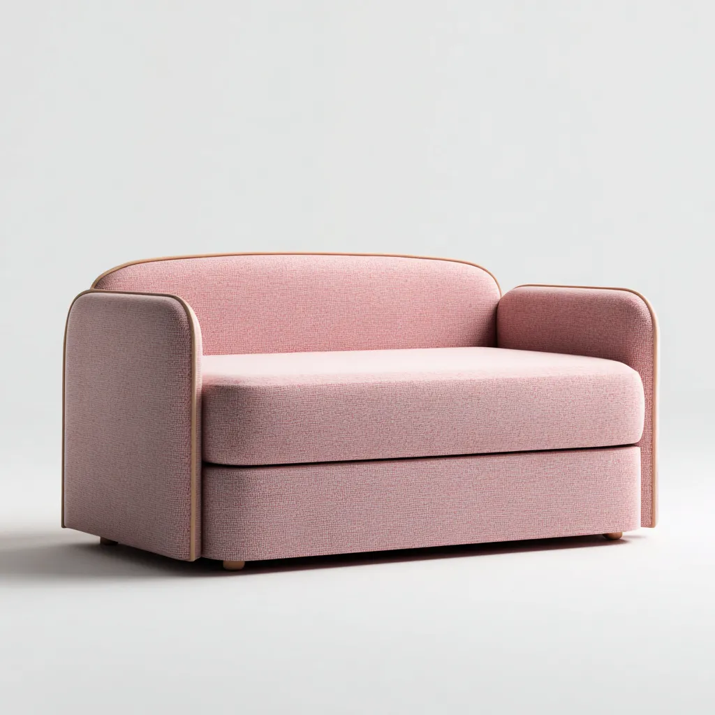 Canapé lit - tissu-bois - 185x90x85 cm - rose pastel - style moderne-Snugure