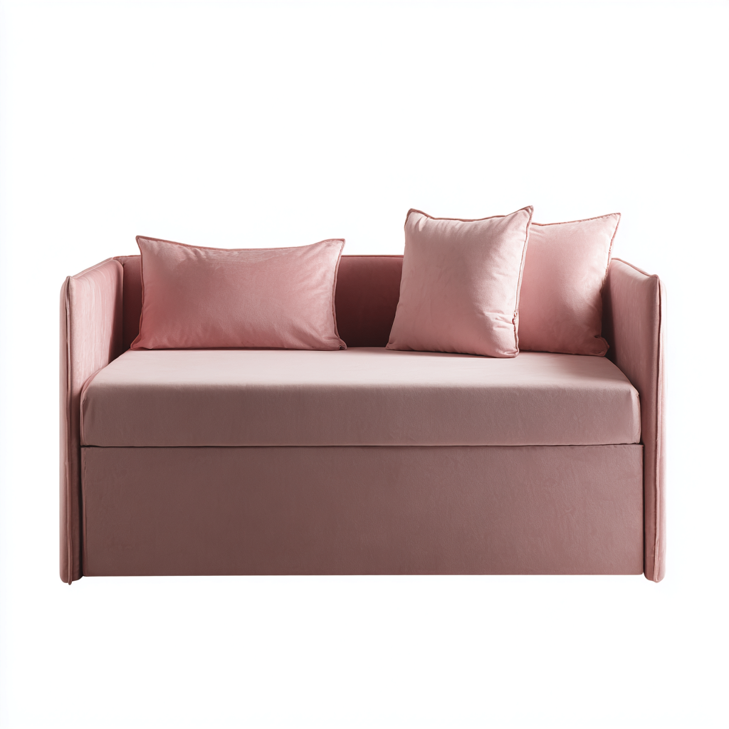 Canapé lit - tissu-bois - 200x95x85 cm - vieux rose - style moderne-Snugure