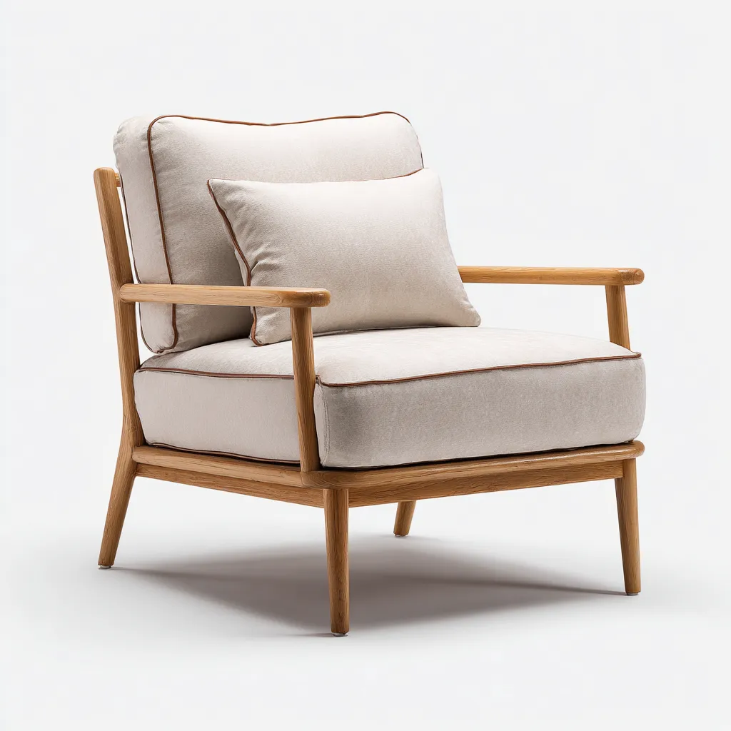 Fauteuil - tissu - 83x85x92 cm - beige - design nordique pour salon-Snugure