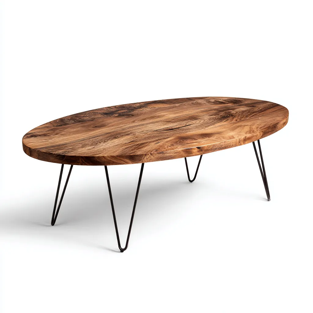 Table basse - bois massif-métal - 120x60x42 cm - noyer - style industriel-Snugure